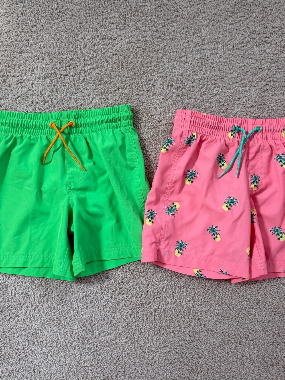Old Navy Kids' Bright Pink Pineapple & Neon Green Swim Trunks Set